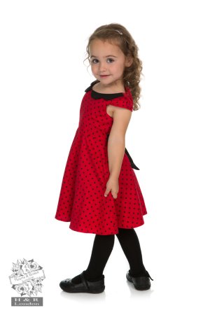 Red Black Small Polka Dot  Dress (KIDS)